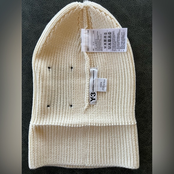 Y-3 Adidas Hat Unisex Classic Knit Beanie Creamy White One Size - Picture 7 of 10